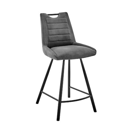 Armen Living Arizona 30" Bar Height Bar Stool in Charcoal Fabric and Black Finish LCAZBACH30